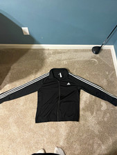 adidas Mens Black Full-Zip Track Jacket White...