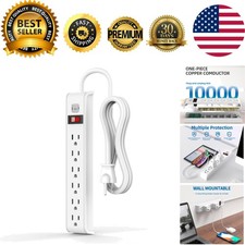 Reliable 6 Feet Surge Protector Power Strip - 15 Amps with Overload Safe Switch