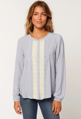 Daniel Rainn Womens Top Blouse Large Peasant Boho Summer Shirt Flowy Long Sleeve