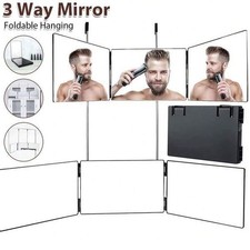 3 Way Mirror 360° Mirror Self Hair Cut Back View Adjustable Tri Fold with LED UK