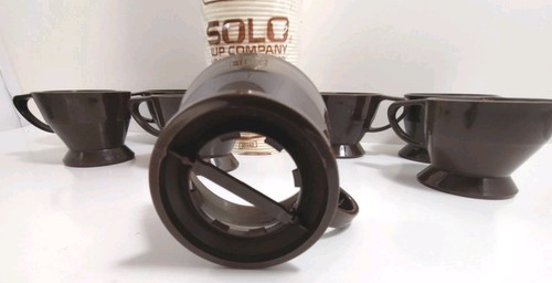 1970s 8 SOLO Cup Plastic Holders & Bag Of 83 7oz Cozy Cup Inserts - Dark Brown - Picture 5 of 10