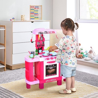 38-teiliges Kinderküche Spielset mit realistischen Geräuschen Lichter Lebensmittelutensilien