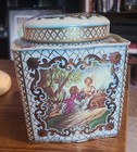 Daher Tin Tea Box Long Island NY Square Scalloped Edges Floral Made in England — photo 1