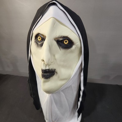 The Horror Scary Nun Latex Mask w/Headscarf Valak Cosplay for Halloween Costume