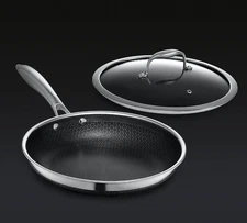 HexClad Hybrid Nonstick 10-Inch Frying Pan with Tempered Glass Lid - free ship
