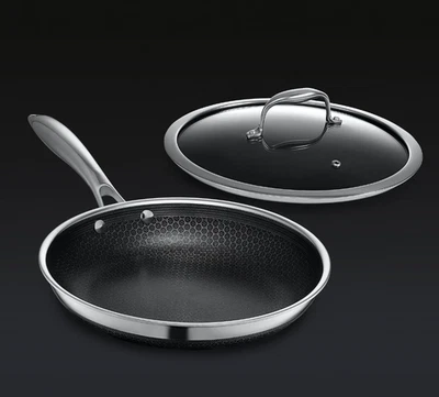 HexClad Hybrid Nonstick 10-Inch Frying Pan with Tempered Glass Lid - free ship