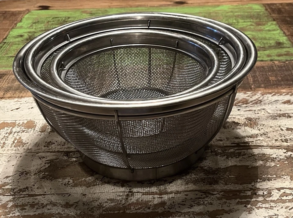 Pampered Chef Stainless Steel Mesh Colander Strainer Nesting Set Of 3 Style 2797 - Image 2 of 4