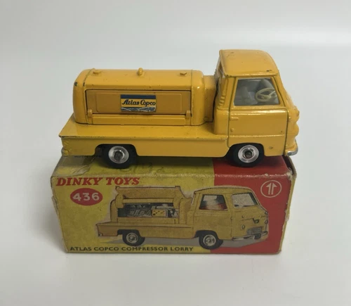 Vintage Dinky Toys 436 Atlas Copco Compressor Lorry Yellow In Original Box