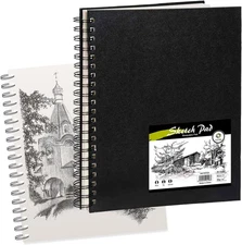 Conda 8.5"X11" Hardbound Sketch Book, Double-Sided Hardcover Sketchbook, Spiral 