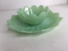 Fire King Jadeite Lotus Leaf Plate & Bowl set with original tags