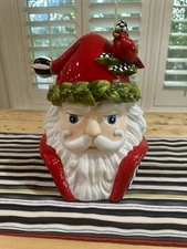 mackenzie childs Nightcap Santa Cookie Jar