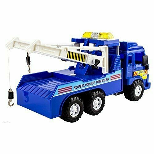 Police Wrecker Tow Truck Medium Duty Friction Powered Toy Super, Blue Big Daddy
