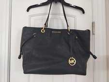 michael kors pebbled leather black tote handbag