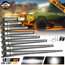 7"14"20"26"32" Dual Row LED Light Bar DRL Spot Flood for UTV ATV Truck UTE Boat
