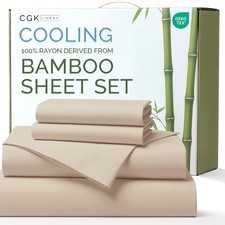 100 Rayon Derived From Bamboo - Sheets Queen Size - Queen, 05 - Wheat