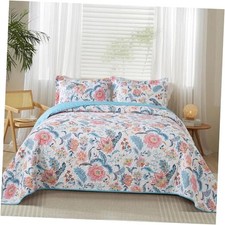 Queen Quilt Set, 3-Piece Lightweight Queen Quilt Queen 90"  98" Pink