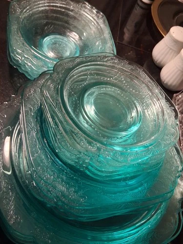 Indiana Glass Madrid Recollection 21pcs Teal Set