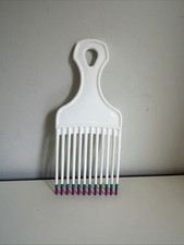 Vintage Plastic Hair Pick Comb Lift 7" White Teal Made in USA 4345608 Color Dip