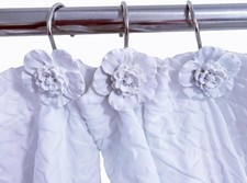 White Flower Shower Curtain Hooks Set of 12 Home Fashion Decorative Rust Proof
