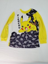 Pok mon Boys Long Sleeve Size 8 Pajama Top Pikachu Black Yellow