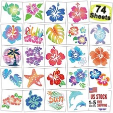 Glitter Hibiscus Temporary Tattoos for Aloha Party Decoration - 74