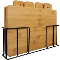 Schneidebrett Bambus Set Holz KüChenbrett Holzbrett StäNder Brett 4Tlg. 28X20Cm