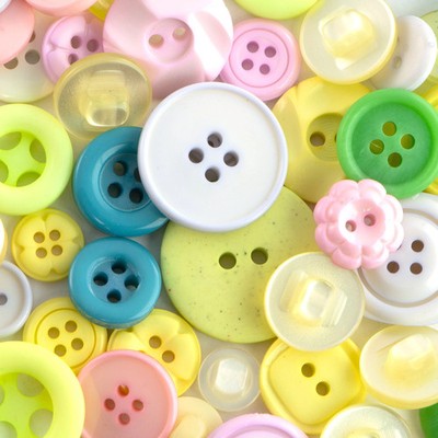 Random Assorted Pastel Color Vintage Acrylic Buttons (~100pc)