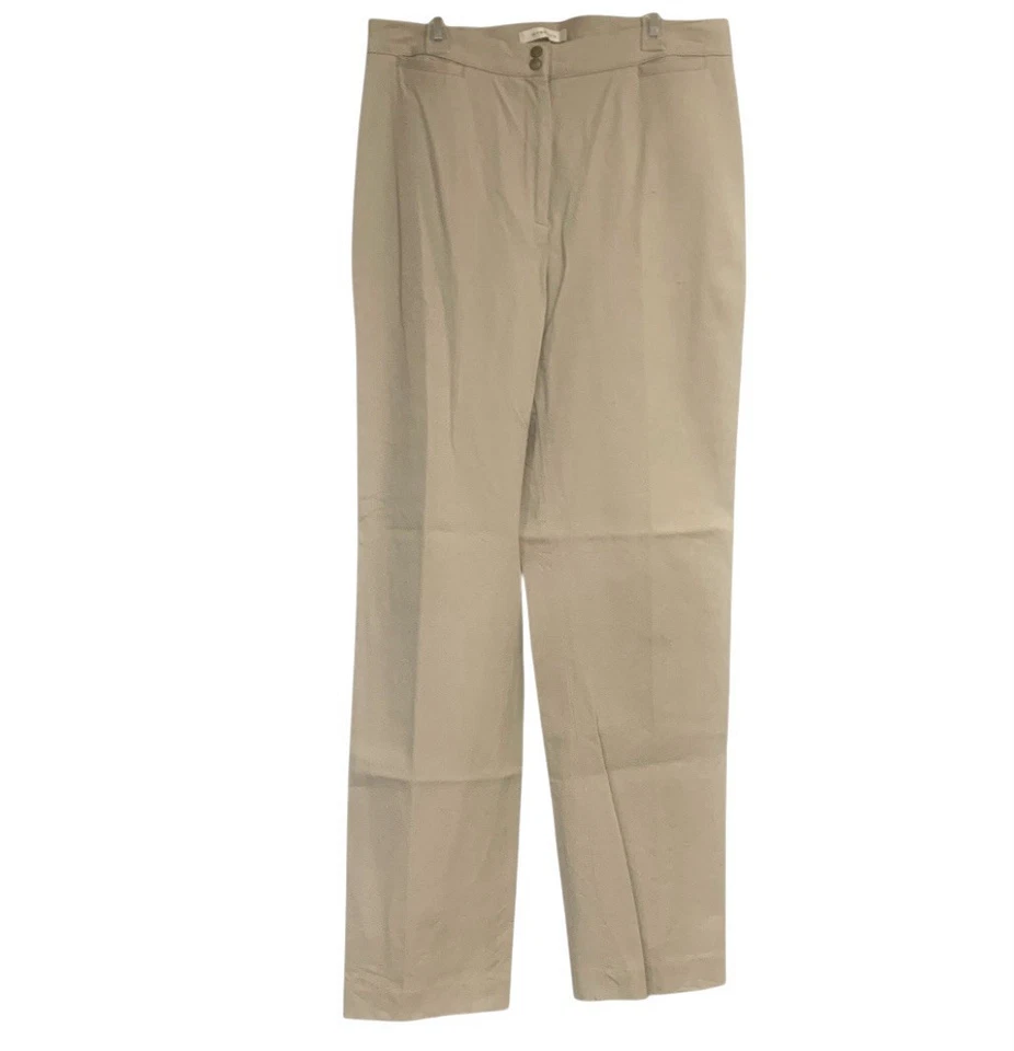 Pantalones Jones New York elásticos de pierna recta beige tiro alto para mujer talla 10” Foto 3 de 4