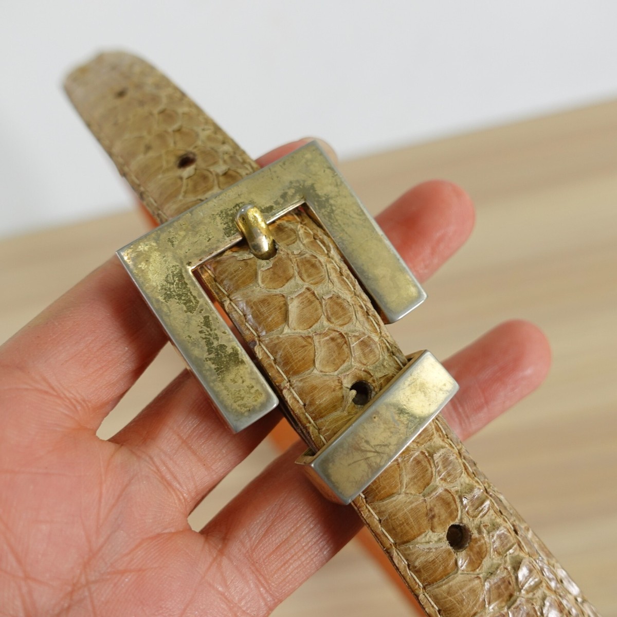 VINTAGE Jana Belt Women Size XS Brown Snake Skin Leather  display picture 2