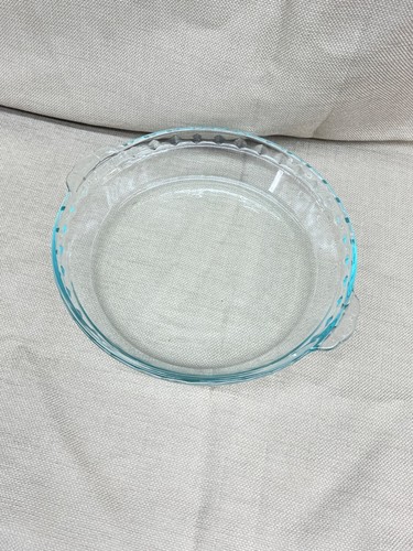 PYREX 229 Fluted Glass Deep Dish Pie Pan Plate Tab Handles USA Made vintage - Picture 5 of 17