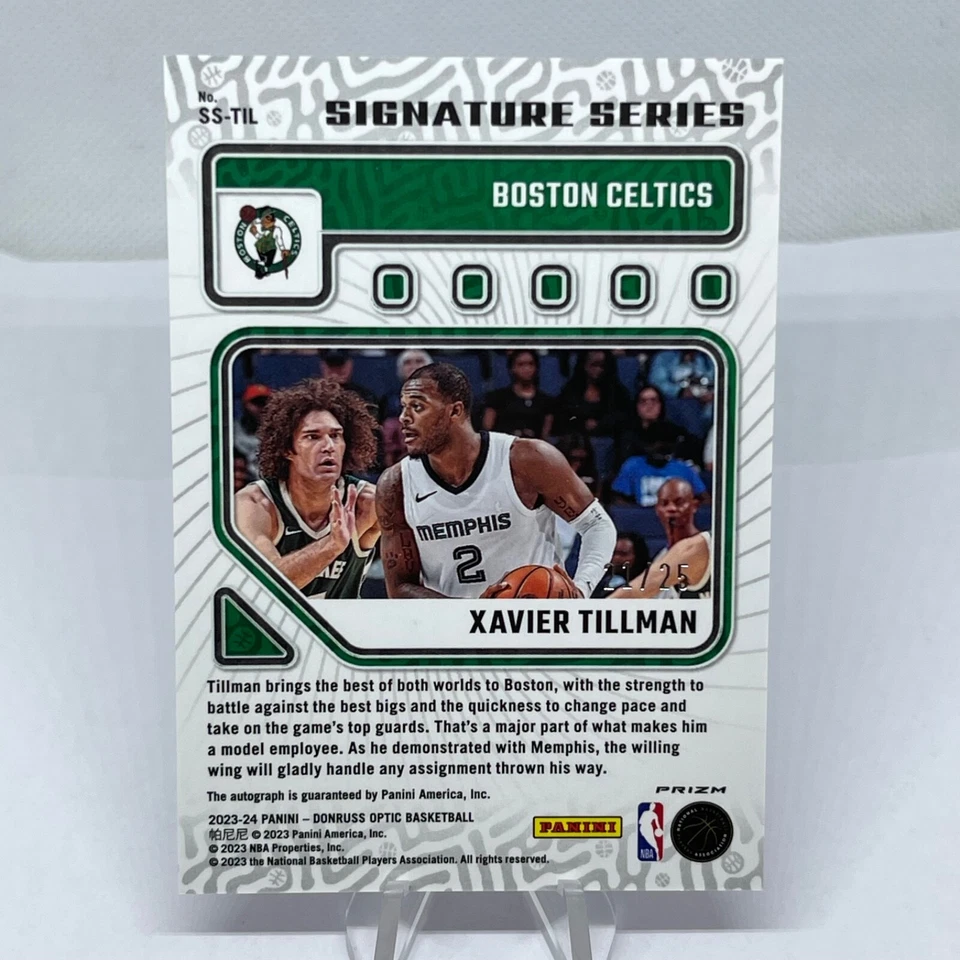 2023-24 PANINI DONRUSS OPTIC XAVIER TILLMAN PINK PRIZM AUTOGRAPH #’D /25 CELTICS - Image 4 of 4
