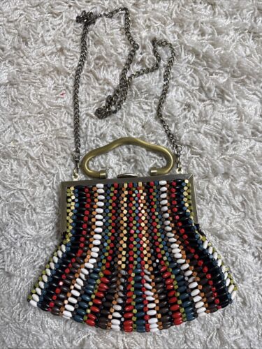 Patricia Nash Beaded Purse Almarza Chain Crossbody Gold Hardware