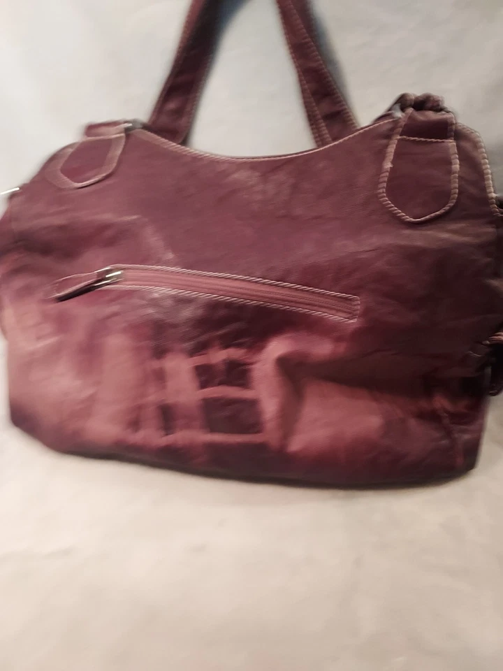 Angel Barcelo Burgandy Purple Pink Hobo Women's Handbags Purse Satchel Shoulder - Image 4 of 4
