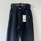 Zara Baggy Paperbag Jeans, Black, size USA 0, S, High Waist, Stretch, Slouchy — photo 6
