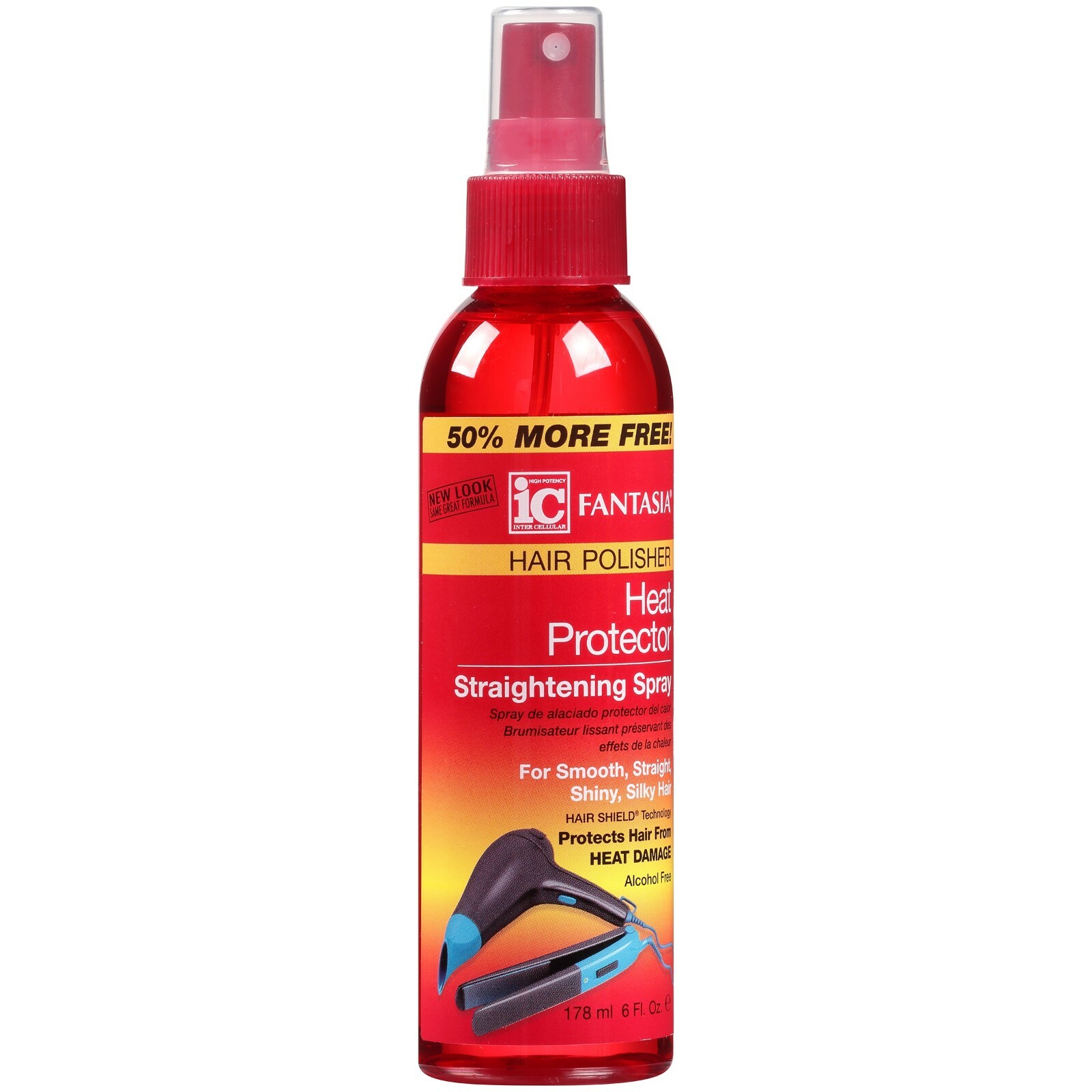 FANTASIA IC HEAT PROTECTOR STRAIGHTENING SPRAY HAIR POLISHER 6 FL. OZ. SPRAY 