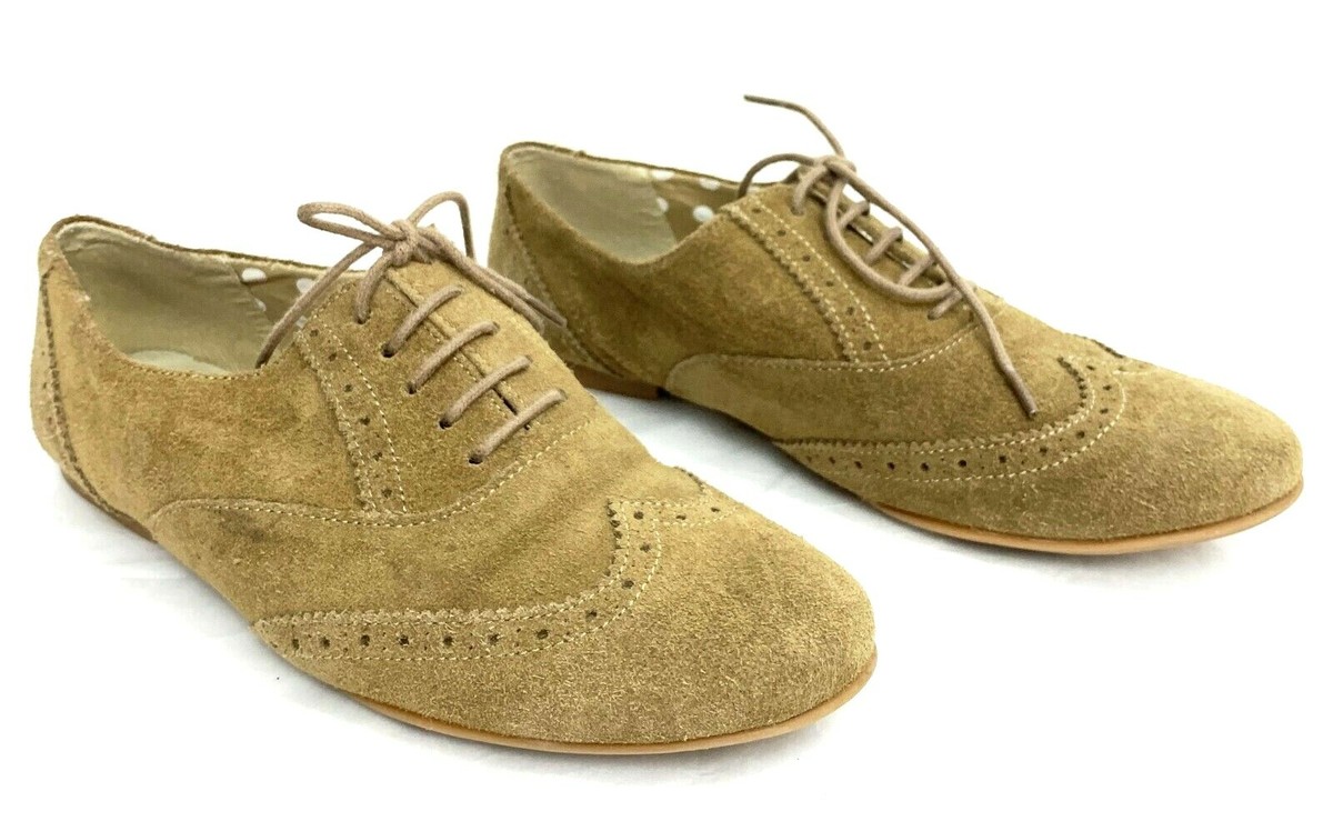 Seaside Womens Brown Suede Oxford Loafers Size W Lace Up Flat Shoes
