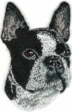 Boxer Boston Terrier Patch Dog Head Embroidered Cut out Iron on Sew on
