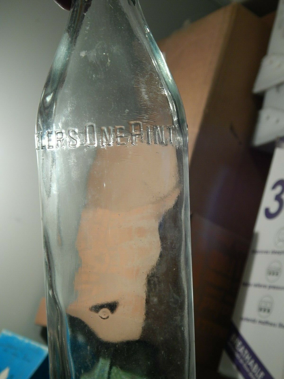 Fowlers One Pint Fruit Juice Bottle w/ Cola Cap Embossed Glass