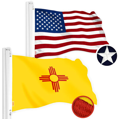 Combo Pack: American USA & New Mexico Flag 2x3 Ft, Both Embroidered SPUN Poly