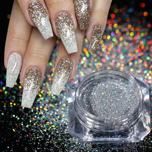 Holographische Nagel Pulver Glitter Lila Silber Pigment Acryl Uv Gel Tipps Dekor Ebay