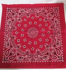 Red Hav- A-Hank 100% Cotton  Biker Bandana/ Handkerchief RN15187 USA-21" x 21"