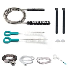 CPAP Hose Brush Kit W/ Double Heads Handy Brushes Bandage Ties Bushings 7ft Long