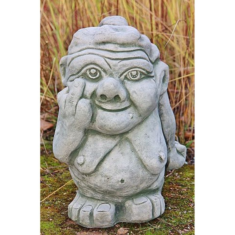 „Oma Frech“ Gartenfigur Aus Steinguss – Witzige Skulptur 21 Cm Hoch, Wetterfest Für Garten & Terrasse