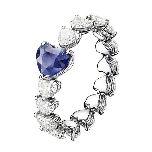 925 Silver Filled Ring Gorgeous Women Blue Cubic Zirconia Wedding Jewelry UK - Picture 26 of 53