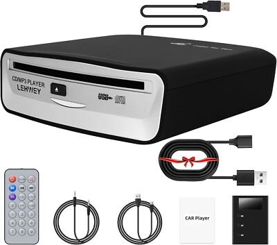 External USB CD Player for Car Portable Plug In CD Player with Remote Control