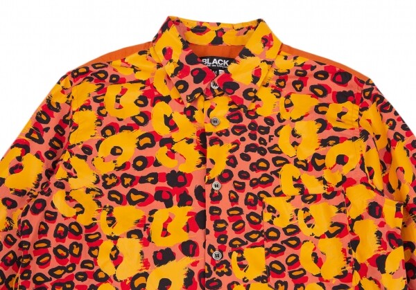 【PARTIMENTO】 Leopard Graffiti Open Collar Shirts /追跡付 BLACK COMME des GARCONS Sleeve Cutting Leopard Printed Shirt