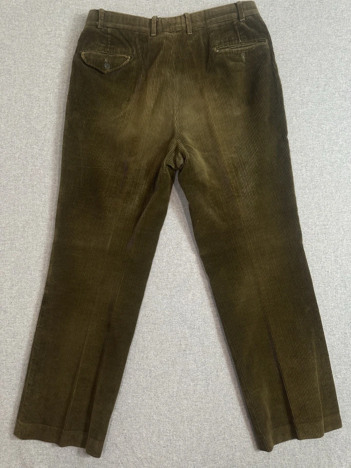 De Colección Eddie Bauer Pantalón Ancho Pana Gale Para Hombres 34x30 Verde Oliva Marrón Desteñido al Sol Foto 2 de 4