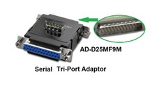 Tri-Port DB9 Male to DB25 Female and DB25 Male Serial Adapter - AD-D25MF9M 