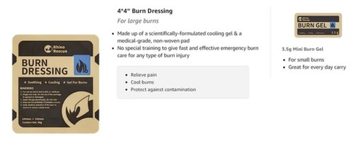 ***NEW***RHINO RESCUE BURN KIT, Trauma Kit, First Aid Hydrogel Wound Dressing - Picture 4 of 5