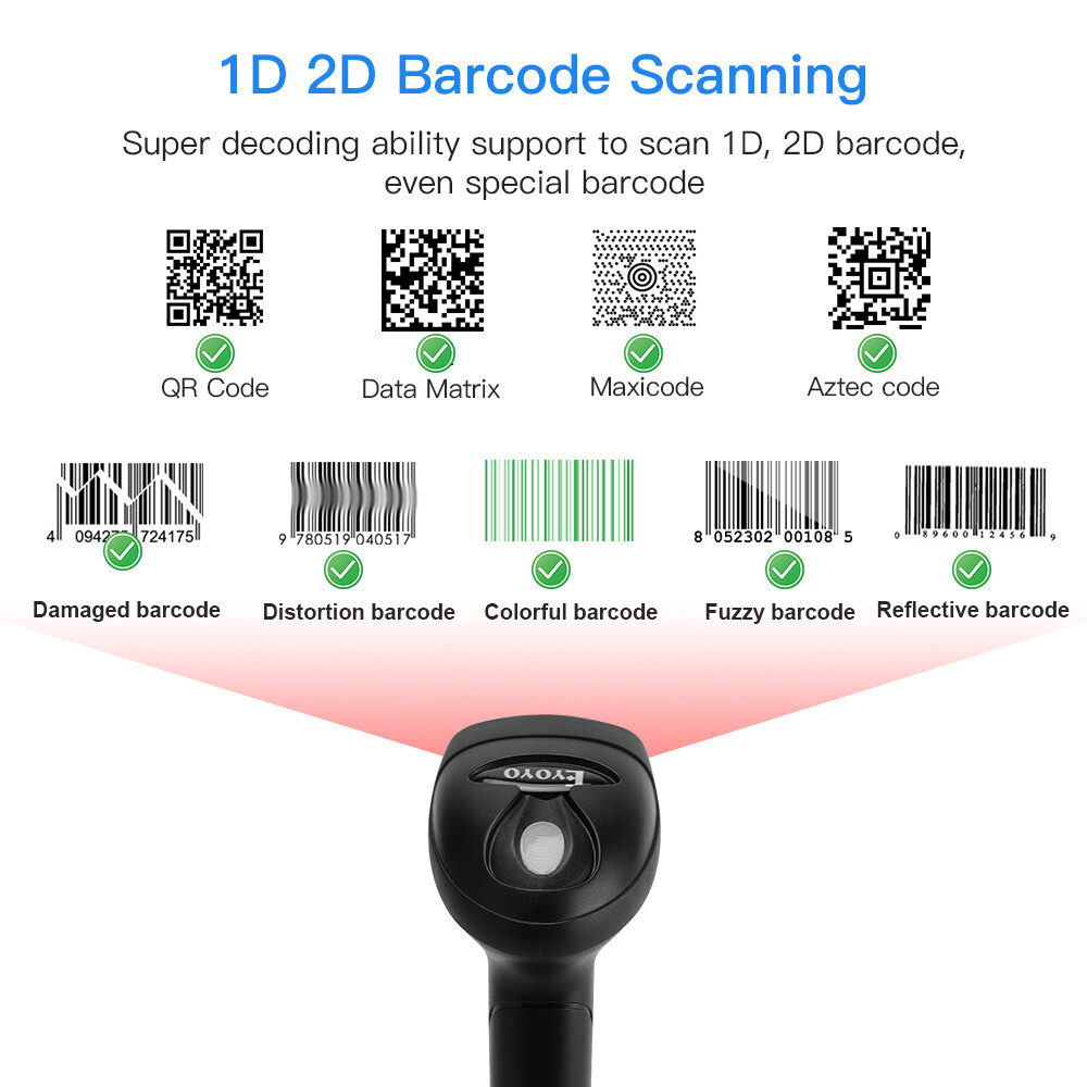 Eyoyo Wired QR 2D Barcode Scanner Handheld USB Wired CCD Bar Code Image Scanner